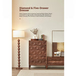 Elegant Black Walnut Dresser – Modern Design with Unique Geometric Texture, Perfect for Stylish Home Decor hjy-5009