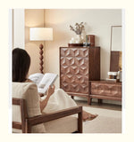 Elegant Black Walnut Dresser – Modern Design with Unique Geometric Texture, Perfect for Stylish Home Decor hjy-5009