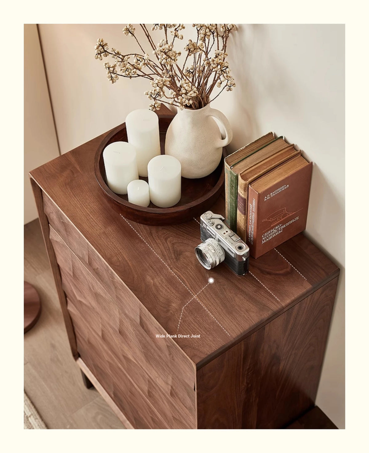 Elegant Black Walnut Dresser – Modern Design with Unique Geometric Texture, Perfect for Stylish Home Decor hjy-5009