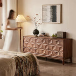 Stylish Black Walnut Wood Cabinet with Modern Geometric Design – Perfect for Home Décor and Storage hjy-5010