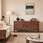 Stylish Black Walnut Wood Cabinet with Modern Geometric Design – Perfect for Home Décor and Storage hjy-5010