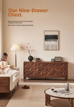 Stylish Black Walnut Wood Cabinet with Modern Geometric Design – Perfect for Home Décor and Storage hjy-5010