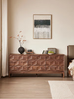 Stylish Black Walnut Wood Cabinet with Modern Geometric Design – Perfect for Home Décor and Storage hjy-5010