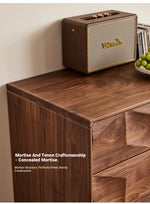 Stylish Black Walnut Wood Cabinet with Modern Geometric Design – Perfect for Home Décor and Storage hjy-5010