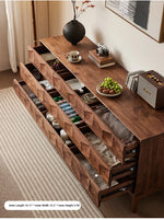 Stylish Black Walnut Wood Cabinet with Modern Geometric Design – Perfect for Home Décor and Storage hjy-5010