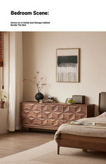 Stylish Black Walnut Wood Cabinet with Modern Geometric Design – Perfect for Home Décor and Storage hjy-5010
