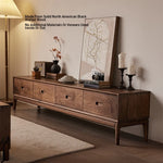 Elegant Black Walnut TV Cabinet - Modern Solid Wood Entertainment Center with Storage Drawers hjy-5011