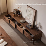 Elegant Black Walnut TV Cabinet - Modern Solid Wood Entertainment Center with Storage Drawers hjy-5011