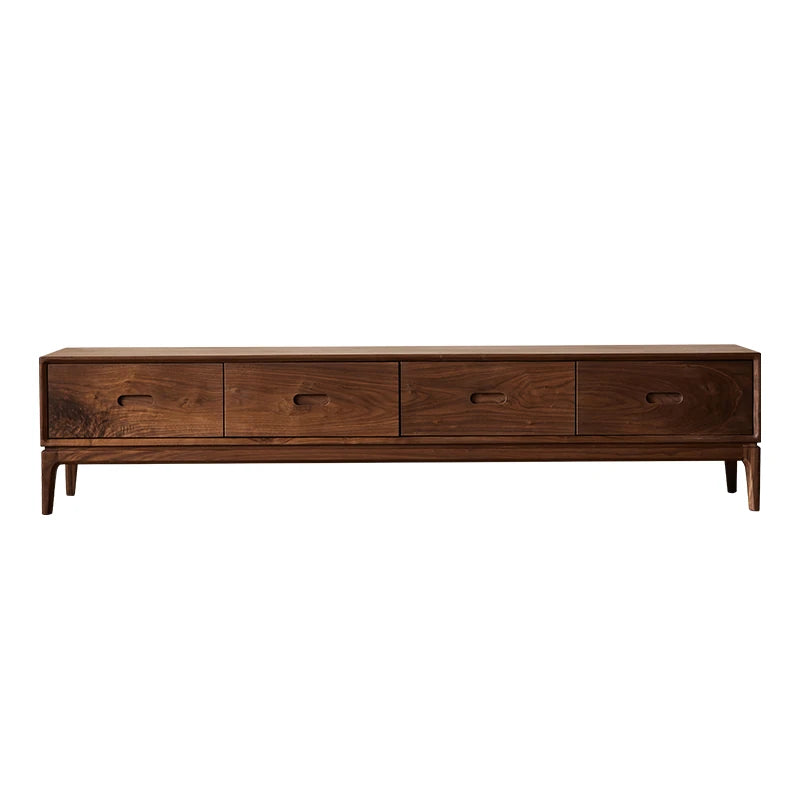 Elegant Black Walnut TV Cabinet - Modern Solid Wood Entertainment Center with Storage Drawers hjy-5011