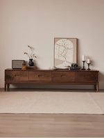 Elegant Black Walnut TV Cabinet - Modern Solid Wood Entertainment Center with Storage Drawers hjy-5011