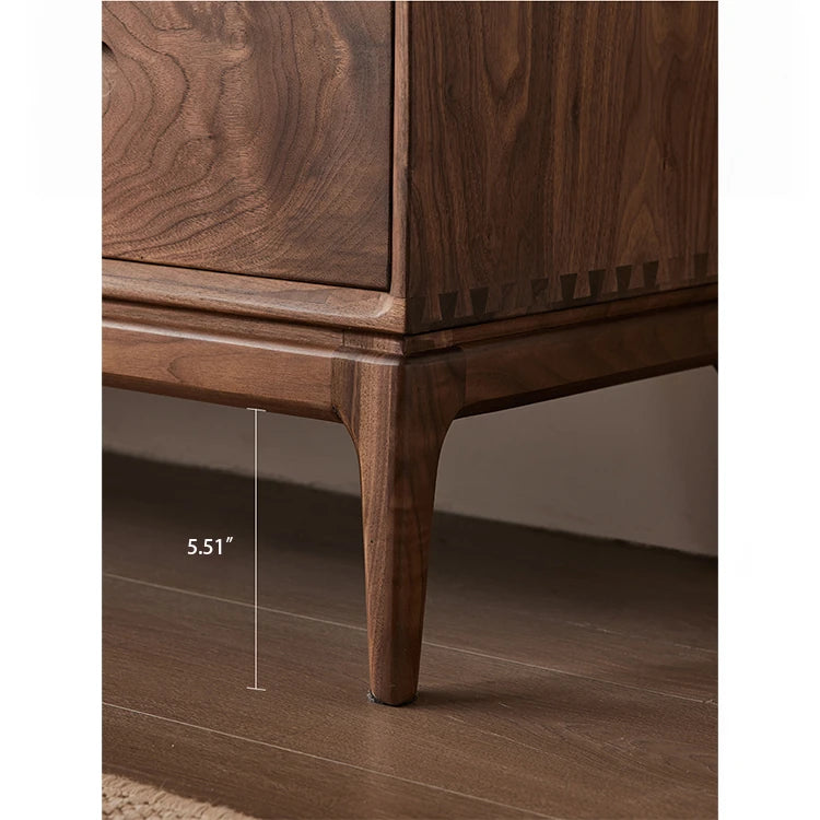 Elegant Black Walnut TV Cabinet - Modern Solid Wood Entertainment Center with Storage Drawers hjy-5011