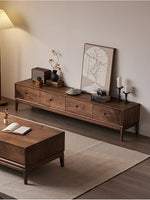 Elegant Black Walnut TV Cabinet - Modern Solid Wood Entertainment Center with Storage Drawers hjy-5011