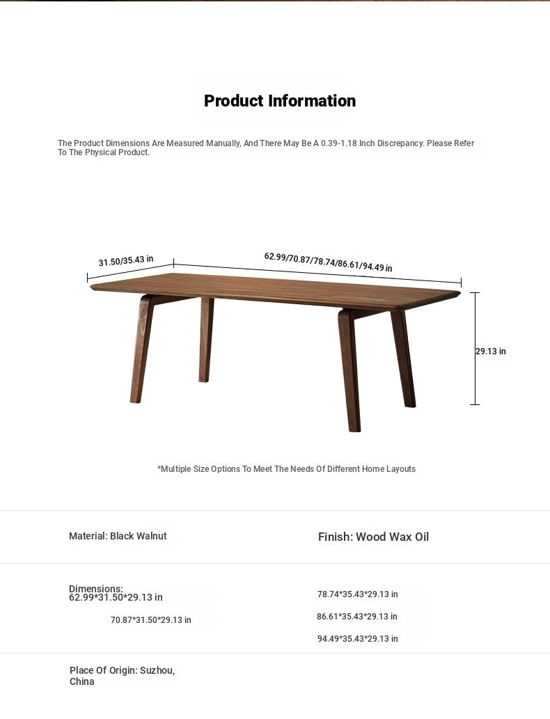 Elegant Black Walnut Wood Dining Table – Modern Design for Stylish Interiors hjy-5012