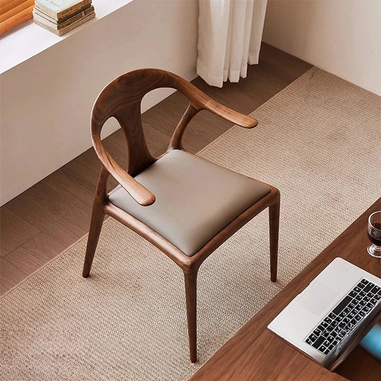 Stylish Black Walnut Wood Chair with Techno Fabric Seating – Modern Design for Home or Office hjy-5016