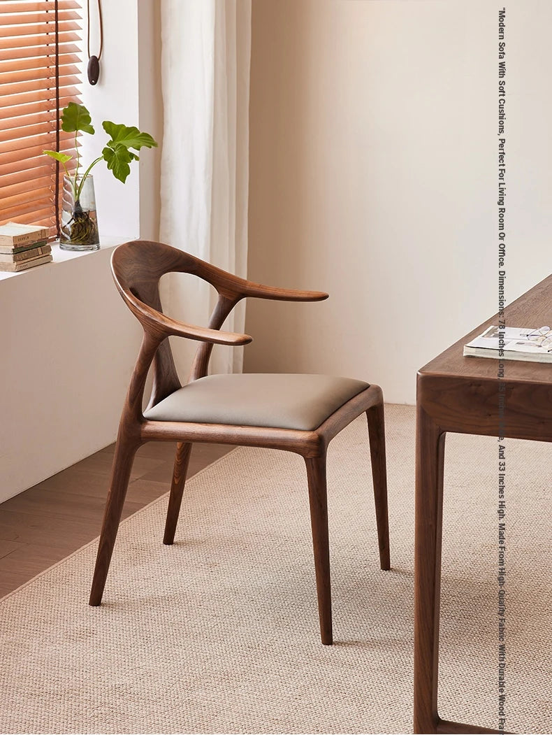 Stylish Black Walnut Wood Chair with Techno Fabric Seating – Modern Design for Home or Office hjy-5016