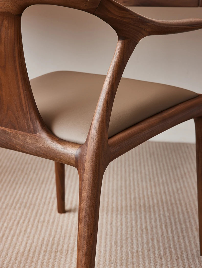 Stylish Black Walnut Wood Chair with Techno Fabric Seating – Modern Design for Home or Office hjy-5016
