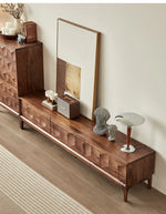 Stylish Black Walnut TV Cabinet with Geometric Design – Modern Living Room Furniture hjy-5017