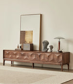 Stylish Black Walnut TV Cabinet with Geometric Design – Modern Living Room Furniture hjy-5017