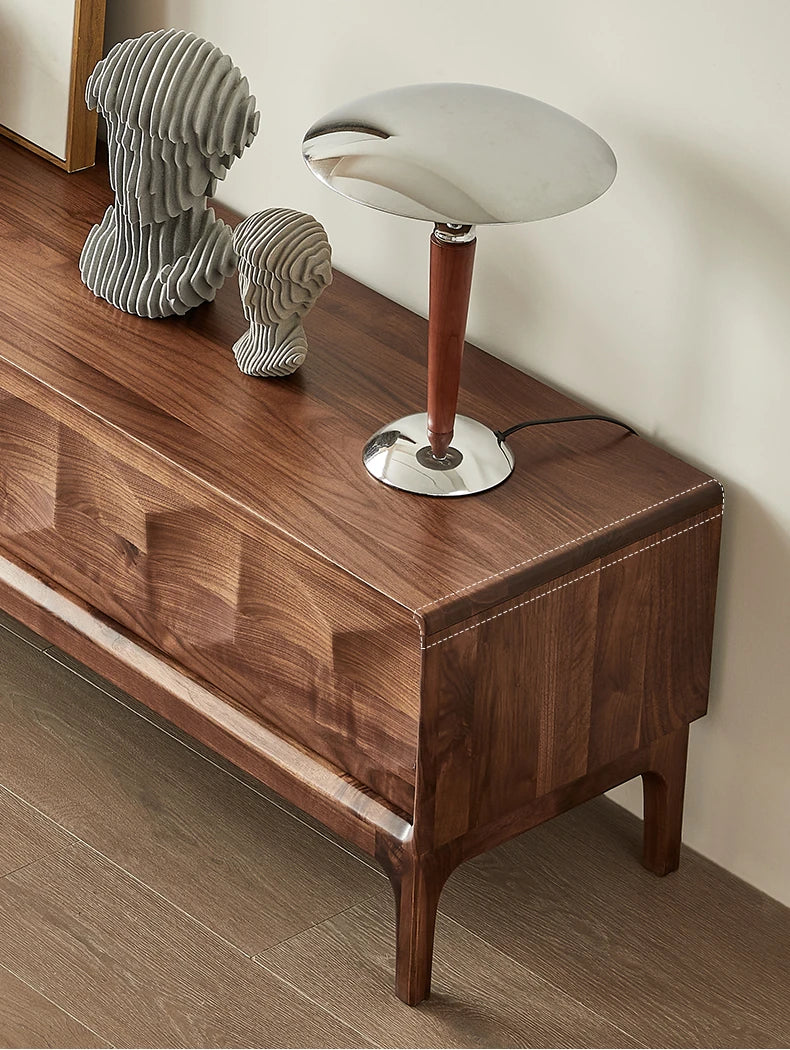 Stylish Black Walnut TV Cabinet with Geometric Design – Modern Living Room Furniture hjy-5017