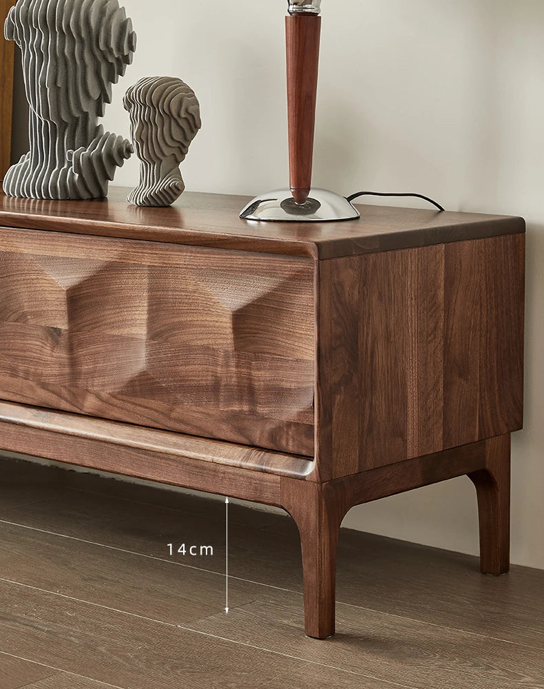 Stylish Black Walnut TV Cabinet with Geometric Design – Modern Living Room Furniture hjy-5017