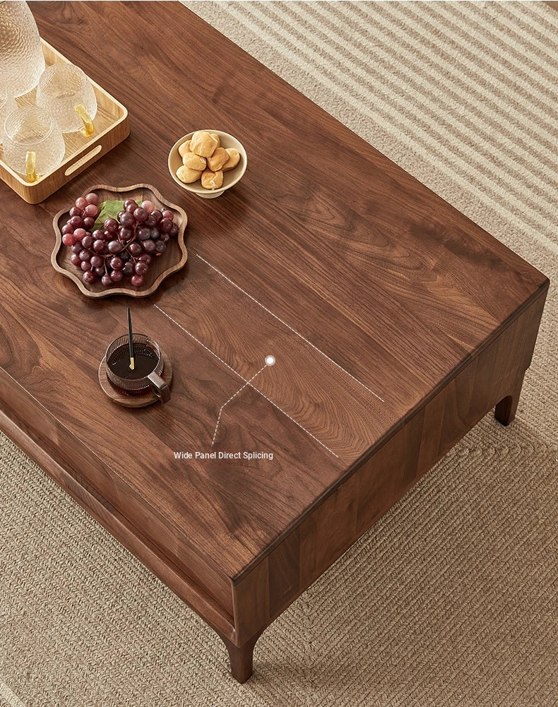 Stylish Black Walnut Wood Tea Table with Drawers – Modern Living Room Furniture hjy-5018