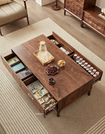 Stylish Black Walnut Wood Tea Table with Drawers – Modern Living Room Furniture hjy-5018