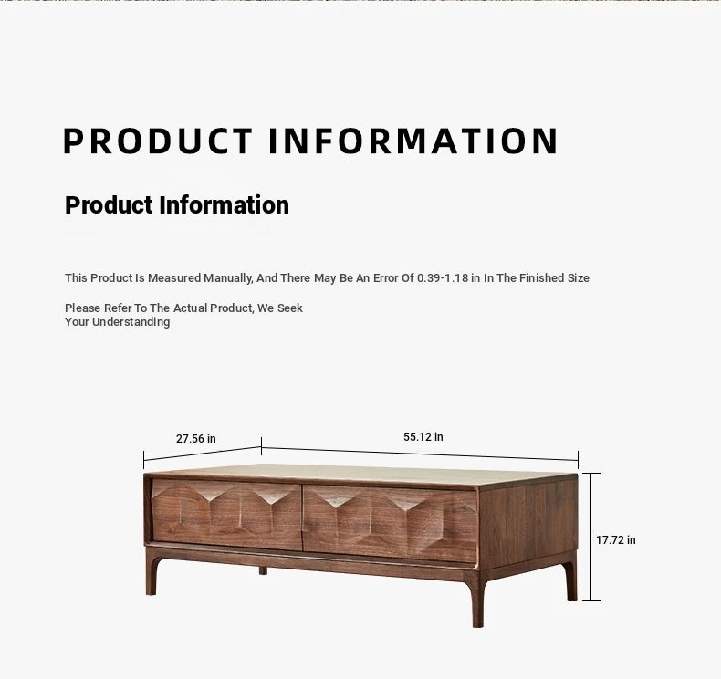 Stylish Black Walnut Wood Tea Table with Drawers – Modern Living Room Furniture hjy-5018
