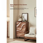 Stylish Black Walnut Wood Cabinet with Wave Design – Modern Storage Solution for Any Room hjy-5019