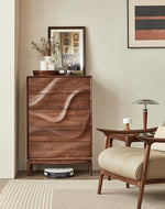 Stylish Black Walnut Wood Cabinet with Wave Design – Modern Storage Solution for Any Room hjy-5019