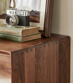 Stylish Black Walnut Wood Cabinet with Wave Design – Modern Storage Solution for Any Room hjy-5019
