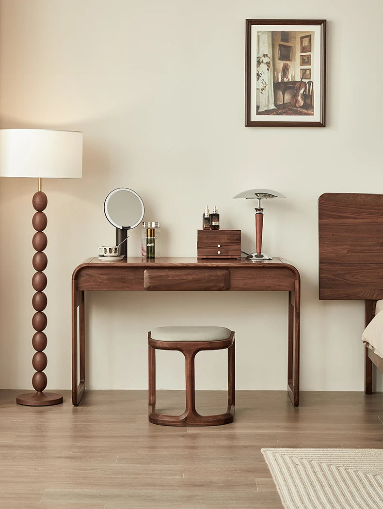 Elegant Black Walnut Makeup Table with Sleek Design and Storage Solutions - Perfect for Your Beauty Routine hjy-5020