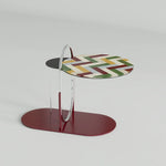 Stylish Tempered Glass Tea Table with Colorful Decorative Top - Modern Stainless Steel Design for Living Room and Office hjzjl-5195