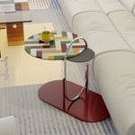 Stylish Tempered Glass Tea Table with Colorful Decorative Top - Modern Stainless Steel Design for Living Room and Office hjzjl-5195