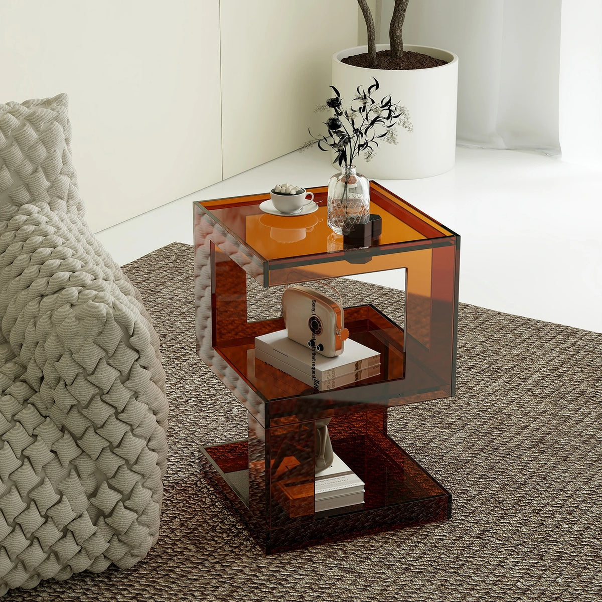 Stylish Acrylic Bedside Cupboard - Modern Multi-Functional Side Table for Home Decor hjzjl-5196