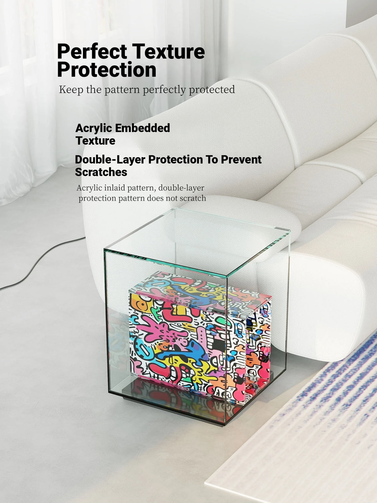 Modern Tempered Glass Acrylic Tea Table - Stylish Clear Accent Furniture for Living Room Décor hjzjl-5197
