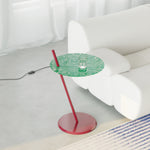 Stylish Glass and Stainless Steel Tea Table with Unique Green Design - Perfect for Modern Living Spaces! hjzjl-5198