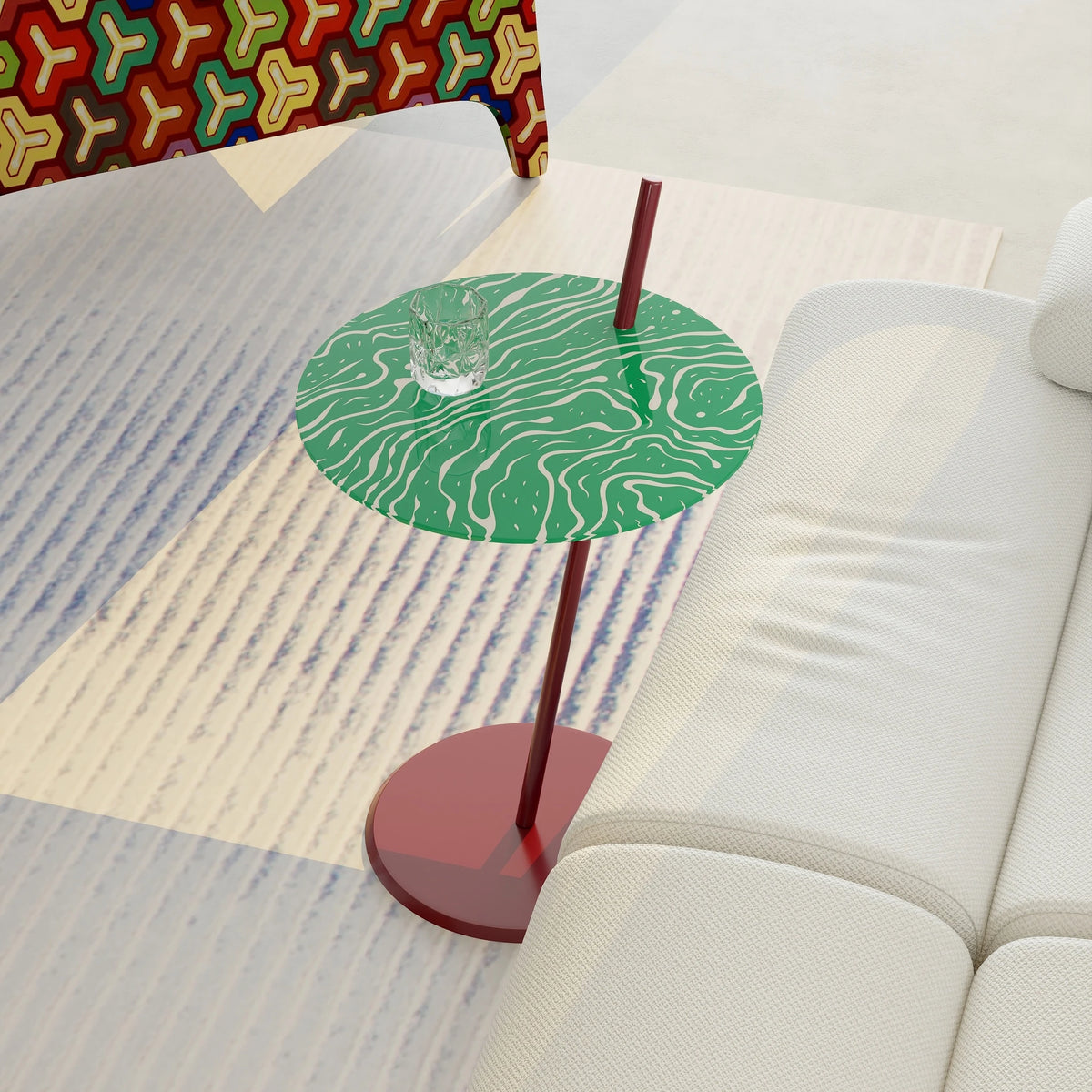 Stylish Glass and Stainless Steel Tea Table with Unique Green Design - Perfect for Modern Living Spaces! hjzjl-5198