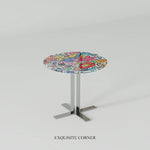 Stylish Round Tea Table with Tempered Glass Top and Stainless Steel Base - Perfect for Modern Living Spaces hjzjl-5200
