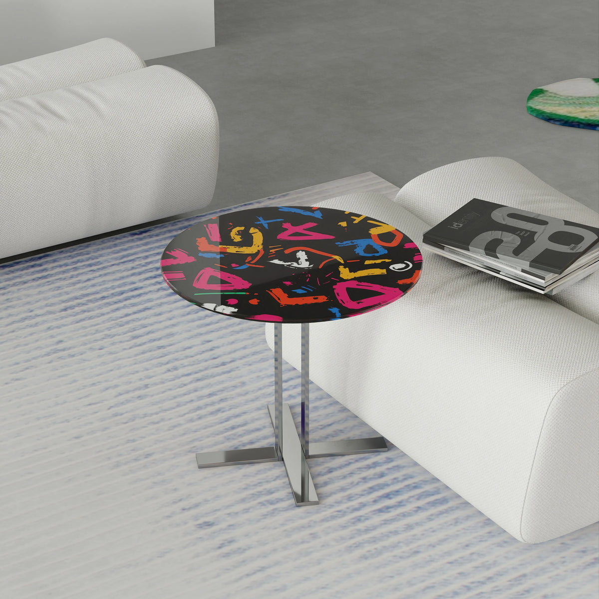 Stylish Round Tea Table with Tempered Glass Top and Stainless Steel Base - Perfect for Modern Living Spaces hjzjl-5200