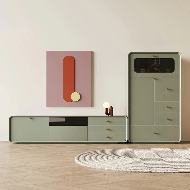 Modern Minimalist TV Cabinet in Stylish Green with Storage Drawers - Perfect for Contemporary Living Rooms hko-4607