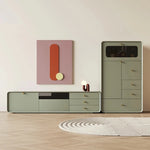 Modern Minimalist TV Cabinet in Stylish Green with Storage Drawers - Perfect for Contemporary Living Rooms hko-4607