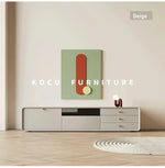 Modern Minimalist TV Cabinet in Stylish Green with Storage Drawers - Perfect for Contemporary Living Rooms hko-4607