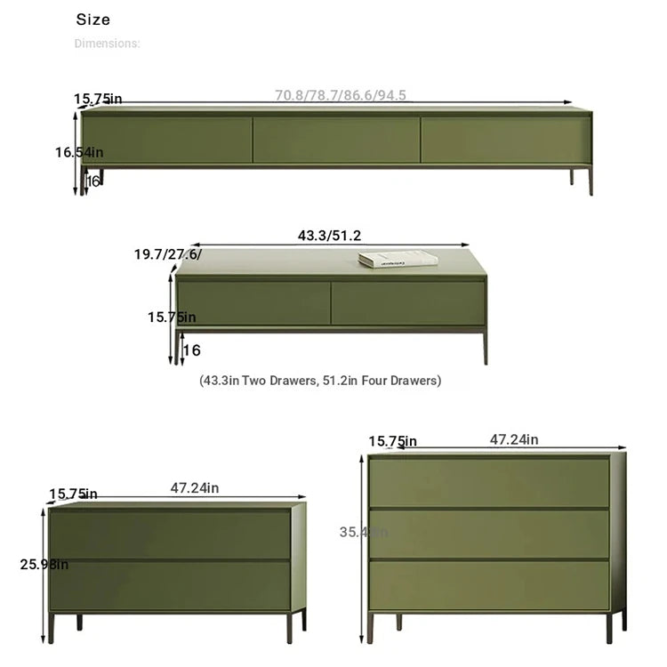 Modern Minimalist Green TV Cabinet - Stylish Density Board Entertainment Center with Storage Solutions hko-4609
