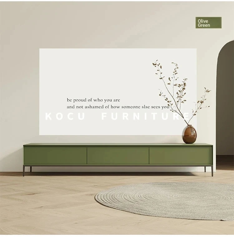 Stylish Green Density Board Cabinet with Sleek Design and Ample Storage for Modern Living Spaces hko-4628