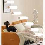 Luxurious Beige Faux Leather Sofa with Elegant Pine Wood Frame hksc-986