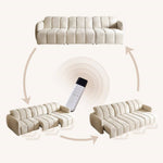 Beige Wood Frame Large-Sized Matte Velvet Multi-Seater Sofa hksc-993