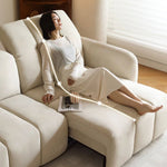 Beige Wood Frame Large-Sized Matte Velvet Multi-Seater Sofa hksc-993