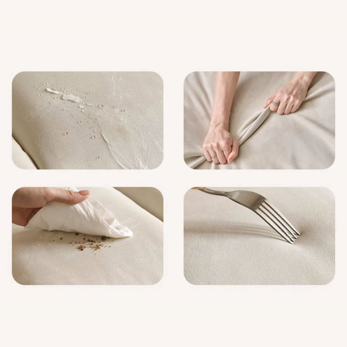 Beige Wood Frame Large-Sized Matte Velvet Multi-Seater Sofa hksc-993