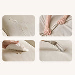 Beige Wood Frame Large-Sized Matte Velvet Multi-Seater Sofa hksc-993