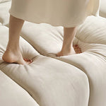 Beige Wood Frame Large-Sized Matte Velvet Multi-Seater Sofa hksc-993